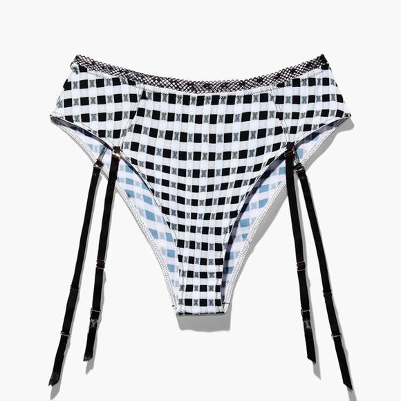 NWT Savage X Fenty Gingham High Waist Cheeky Panty Garter L - Picture 1 of 10